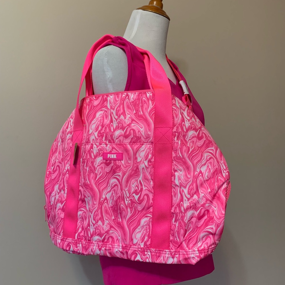 VICTORIAS SECRET PINK canvas recycled zippered blend duffel bag NWT